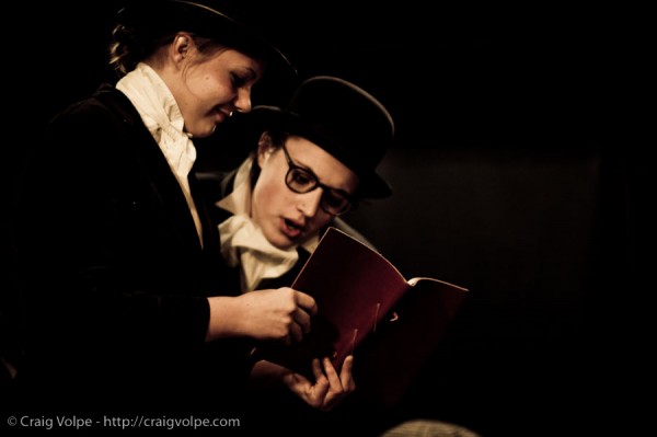 cav090109_0072 These poor chaps (Claire Meints and Phoebe Kraus-Sheerer) learn it's hopeless asking Scrooge for a donation